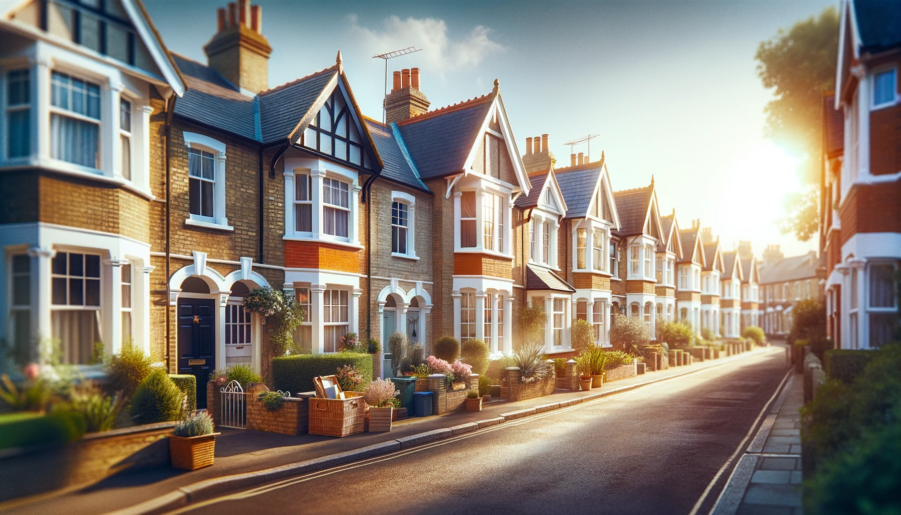 A picturesque UK residential street, ideal for those searching for conveyancing solicitors near me.
