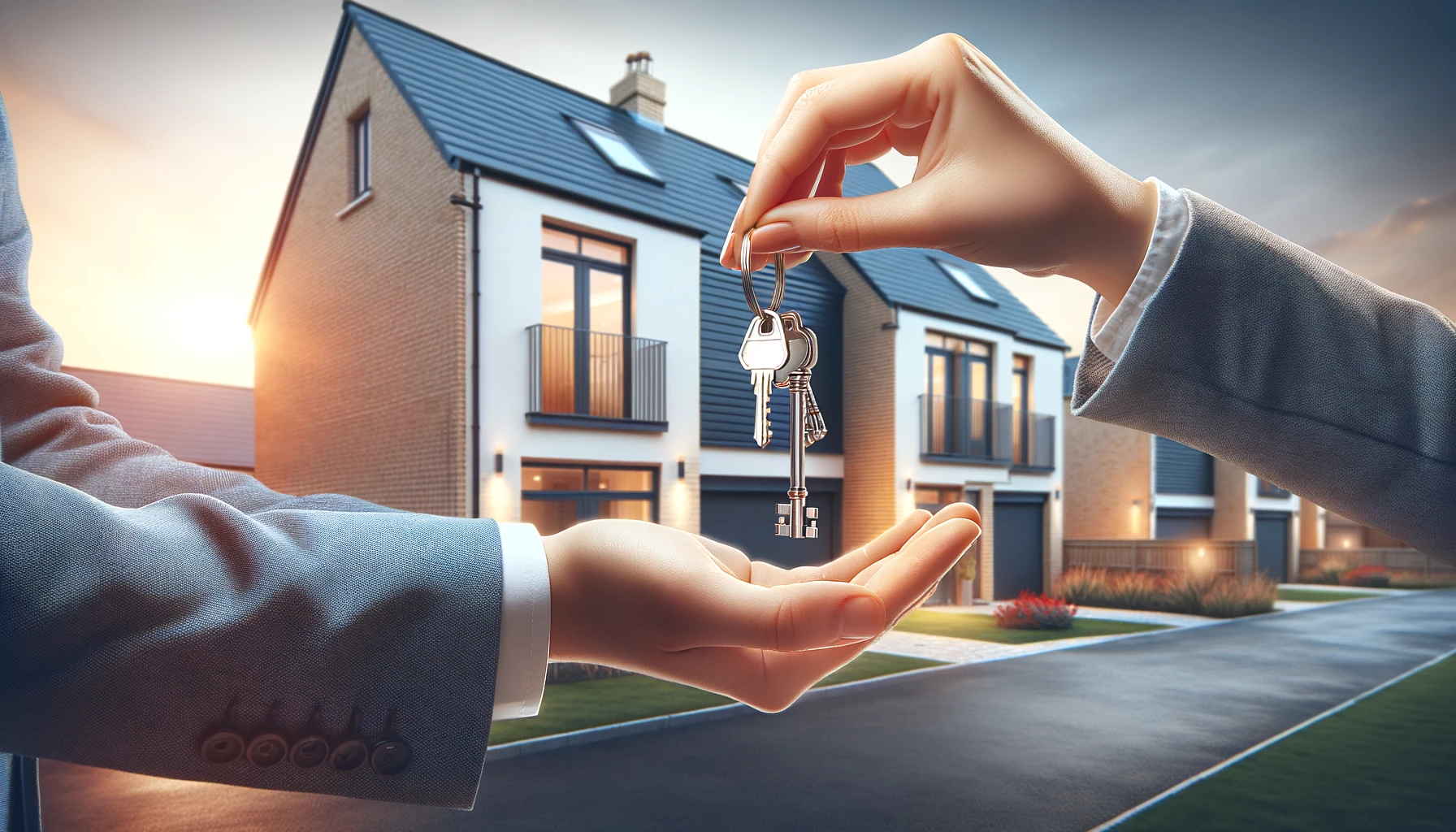 Key handover moment captured, illustrating the successful services of conveyancing solicitors near me.