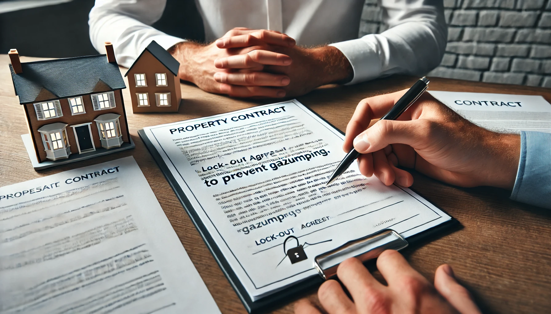 Close-Up of Property Contract Featuring Lock-Out Agreement