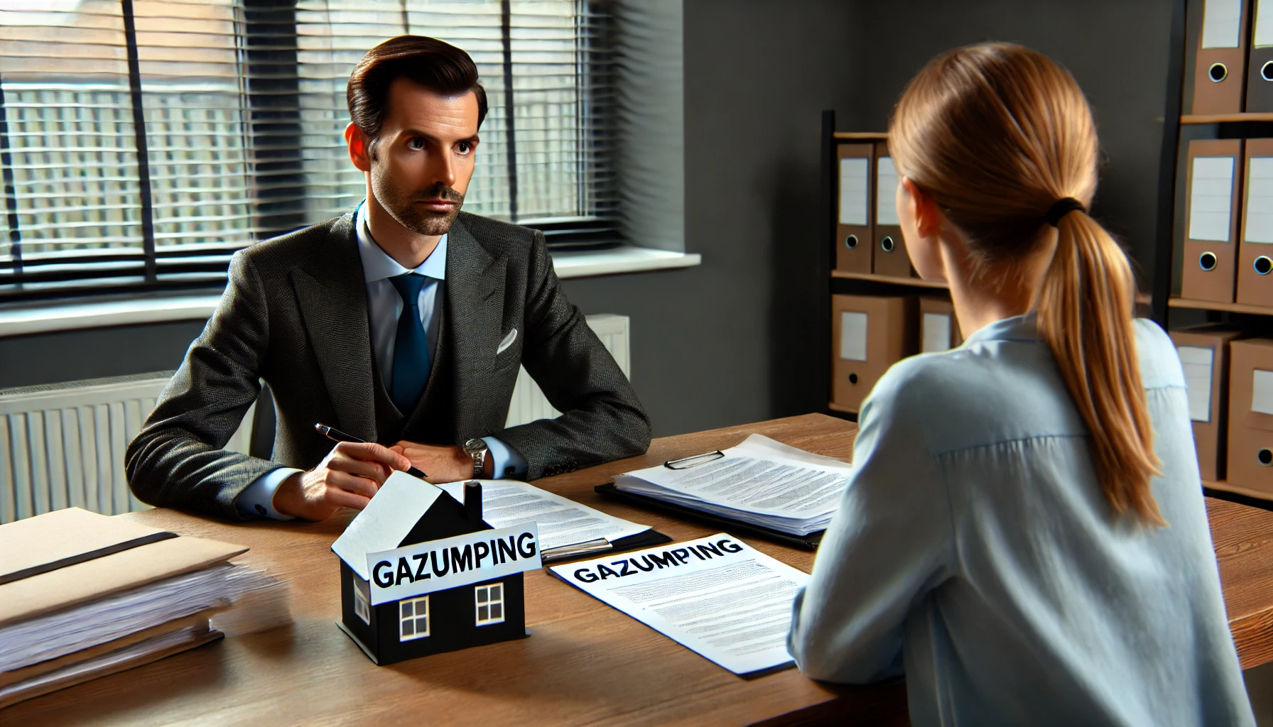 Conveyancer Discussing Gazumping with a Homebuyer